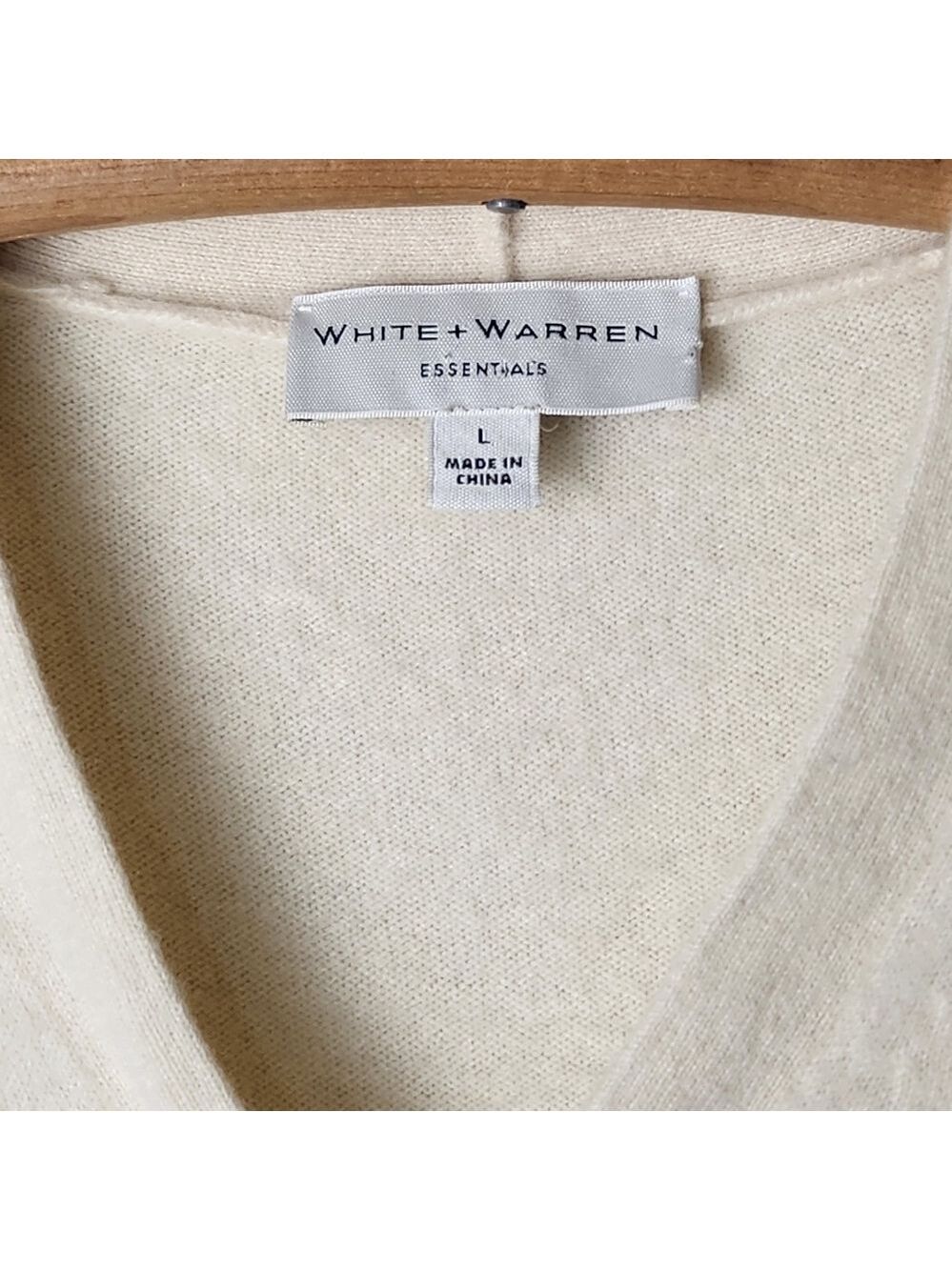 White + Warren Essentials Cashmere V-Neck Sweater | Size L - Picture 5 of 16